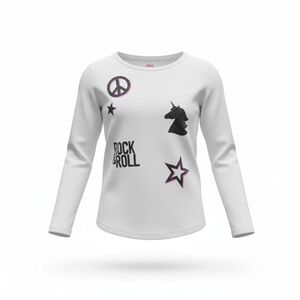 Epic Threads Kids White Long Sleeve Shirt with Rock & Roll Design Size 5 NWT